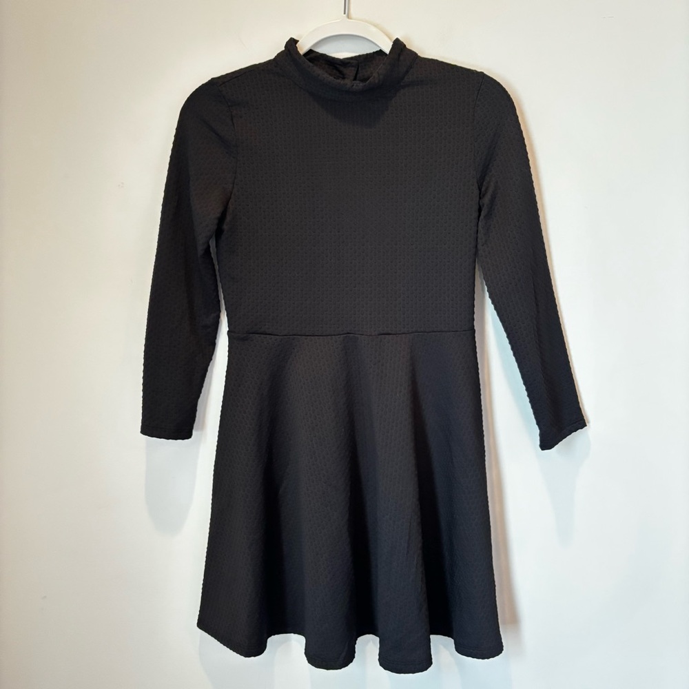 Free People Black MockNeck Open Back Skater Dress Size XS-Small Goth Minimalist